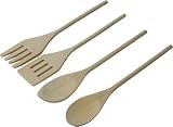 Set of 4 Wood Kitchen Utensils Slot Turner Spatula Fork  from Premier Housewares