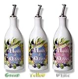 White Ceramic Olive Oil Bottle 'Huile d'Olive Red design