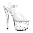 7 Inch Heel Clear Rhinestone Sandals With Ankle Strap Sexy Womens Shoes Platform Stripper Shoes
