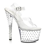 7 Inch Heel Clear Rhinestone Sandals With Ankle Strap Sexy Womens Shoes Platform Stripper Shoes