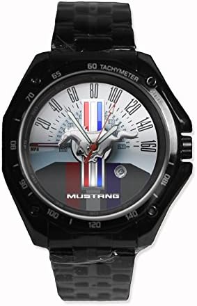 Hot Item Custom Speedometer Mustang Image Printed Snap on Black Watch Stainless-steel