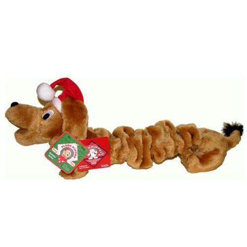 Detail image Christmas Plush Puppies Halloween Large Bungee Wiener Dog with Santa Hat Ornament Play Toy Pet Accessories