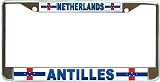 Netherlands Antilles Flag Chrome Metal License Plate Frame Holder