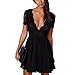 Ropalia Womens Cocktail Formal Evening Sexy Deep V Neck Mini Dress