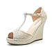 TOETOS ALINA-29 Women's Elegant Classic Rhinestones Embelishment Adjustable Strap Open Toe Wedge Heel Platform Pumps Shoes New