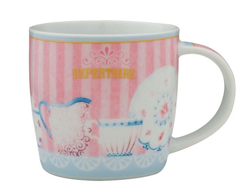 Gracie China 10-Ounce Porcelain Tea Mug with Coaster, Vintage Pink