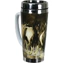 River's Edge 16-Ounce Stainless Steel and Ceramic Travel Mug with Handle (Horses Design)