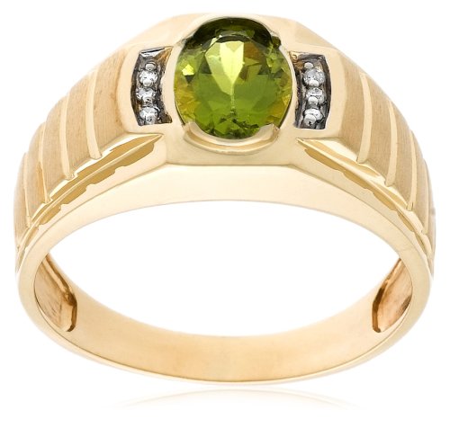 Childrens Toyshop  Jewelry : 10k Yellow Gold Peridot and Diamond Men's Ring
