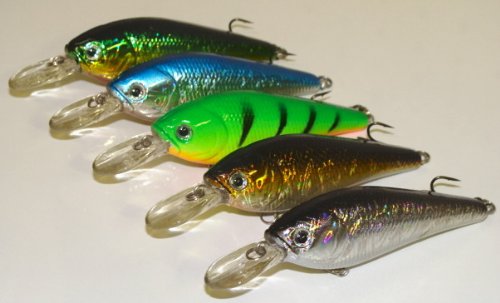 5 Custom Shad Lures - Plugs Crankbaits Bass Fishing Set L5AB