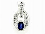 Ladies 0.36ct Diamond and 1.20ct Oval Blue Sapphire Pendant