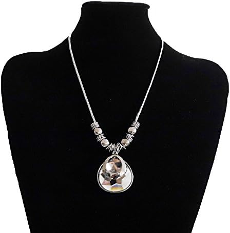 SPICY'S Fashion 30" Long Necklace Statement Retro Boho Style (White Pendent 1)