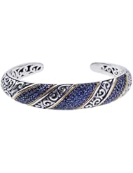 18K Gold & Sterling Blue Sapphire Silver Cuff