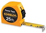 4 Pack Komelon 3925 25 x 1" Power Tape Measure - Yellow