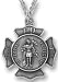 Sterling Silver St. Florian Maltese Cross Medal Pendant 20steel Necklace