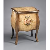 2 Door Light Brown Floral Painted Accent Table