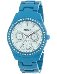 XOXO Womens XO113 Rhinestone Accent Turquoise Enamel Bracelet Watch