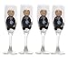 ArtisanStreet's Whimsical Champagne Flutes. Set of 4 Hand Painted Glasses. Each Features a Tuxedo Clad Waiter Complete with Red Tie. Made to Order. Signed by Artisan.