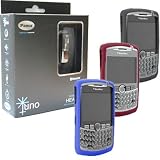 Combo of Black Pama Juno Bluetooth Headset with Blue, Dark Red, Gray Silicone Skin Cover Case for Blackberry Curve 8330 8300 8320 8310