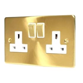 SATIN BRASS 2 GANG 13 AMP SWITCHED SOCKET C410BBW