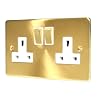 SATIN BRASS 2 GANG 13 AMP SWITCHED SOCKET C410BBW
