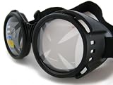 Large Round Lens Moto Goggles Motorcycle MX Vespa Jeep Motorbike Scooter Punk Harley Iron Cross (Clear Lens with Iron Cross)