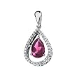 14K White Gold Rhodolite Garnet and Diamond Pendant