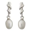 EXP Sterling Silver White Pearl Spiral Earrings