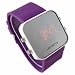 Purple LED Mirror Digital Sports Watch for Men and Women Silicone Jelly Band-Purple