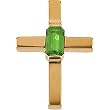 14K Yellow Gold Emerald Cross Pendant