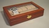 EXTRAGROSSE UHRENBOX für 12 Uhren mit GLAS in Cognac