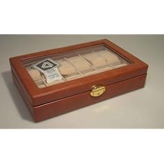 EXTRAGROSSE UHRENBOX f�r 12 Uhren mit GLAS in Cognac
