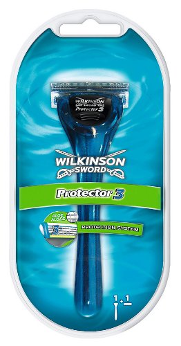 Wilkinson Sword Protector 3 Shaving Razor System, 1 Handle w/ 1 Blade (Comparable to Schick Protector)