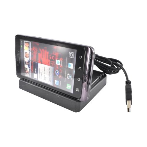 For Motorola Droid Bionic XT875 Black 3 in 1 Cradle Desktop Sync nCharge Phone Battery Charger