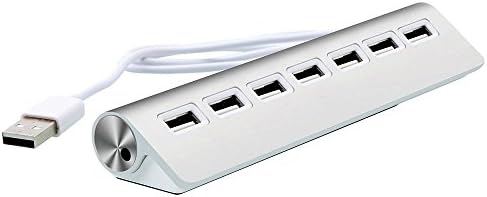 HOCN Aluminum Micro 7 Ports USB 2.0 Hub Portable Hub for Apple Macbook Air PC Laptop With 11" Cable