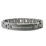 Titanium Men's Link Bracelet with Silver Inlay 8.5 Inches