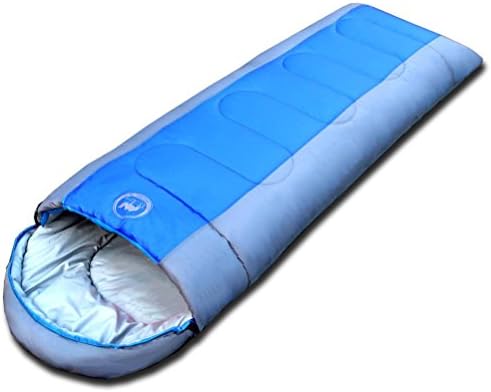 Adults Cold Weather Outdoor Envelope Sleeping Bags, Midday Rest, Waterproof Lightweight Camping Hiking with Carry Bag Blue Grey (85 X 30 Inches)