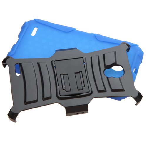 Dual Armor Holster Combo Stand Cover Phone Case for Alcatel Pop Icon 2 LTE A846L + FREE PRIMO DESIGN CARTOON FOLDABLE TOTE BAG (BLACK / BLUE)