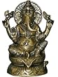 Chaturbhuja Ganesha Brass Sculpture , Spiritual Yoga Ganesh Statue