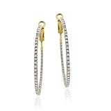 18K Gold over Sterling Silver Diamond Accent 45mm Inside Out Hoop Earrings