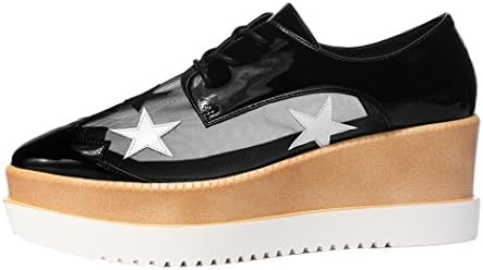 Guqitianlun Ladies' Round Toe Platform Lace Up Sneakers