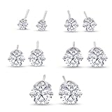 316L Surgical Stainless Steel Round Clear Cubic Zirconia Stud Earring set (5 Pairs) thumbnail