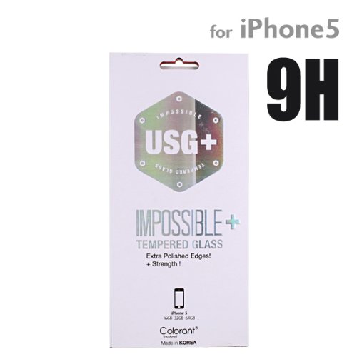 画像をクリックして拡大イメージを表示 安いColorant USG ITG Plus - Impossible Tempered Glass for iPhone 5 - 薄さ0.4mmで表面硬度9Hの強化ガラス製保護フィルム - 日本正規流通品 P-4144