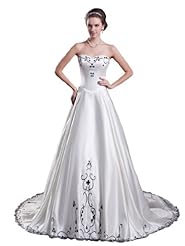 A-line Strapless Satin Sweetheart Lace-Up Two-Toned  Dress with a Court Train 