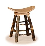 Hickory Log Swivel Saddle Stool - Bar Height -OAK SEAT- Amish Made