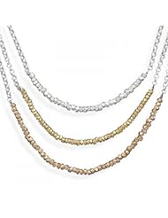 MMA Silver - 19 inch Triple Strand Necklace with Tri Color Beads