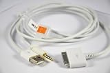 Proxima iPhone 3.5mm Audio and USB Dock Cable / AUX Cable -- iPod / iPhone / iPad 3-in-1 Apple Dock Connector to 3.5mm Audio AUX and USB Charge/ Compatible with all models of iPod, iPhone and iPad. Enables charging and playing at the same time.