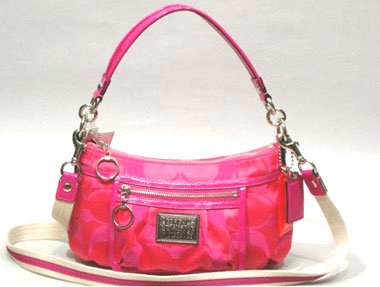 Coach Signature Poppy Op Art Groovy Shoulder Bag Purse 14562 Melon Magenta