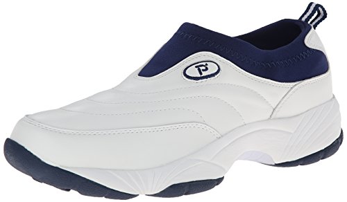 Propet Men's M3851 Wash & Wear Slip-on,White/Navy,10 M (US Men's 10 D)