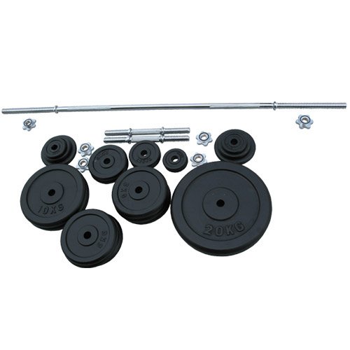 Olympic Spinlock 130kg Set | 3 Bars | 28 Cast Iron Discs | Tough, Durable & Safe | Knurled Grips