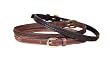 Tory Leather Leather Belt with Center Braid and Brass Buckle